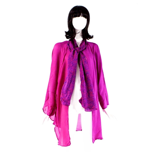 VTG 1980's India Hand Blocked Silk Kimono Duster - Picture 3 of 5